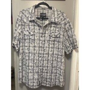 Moonshine Spirit By Brad Paisley Western  Short Sleeve 2XL plaid/floral Black